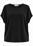 Relaxed fit stretch rayon batwing t-shirt black