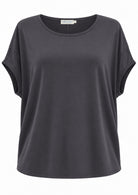 Relaxed fit stretch rayon batwing t-shirt in dark grey