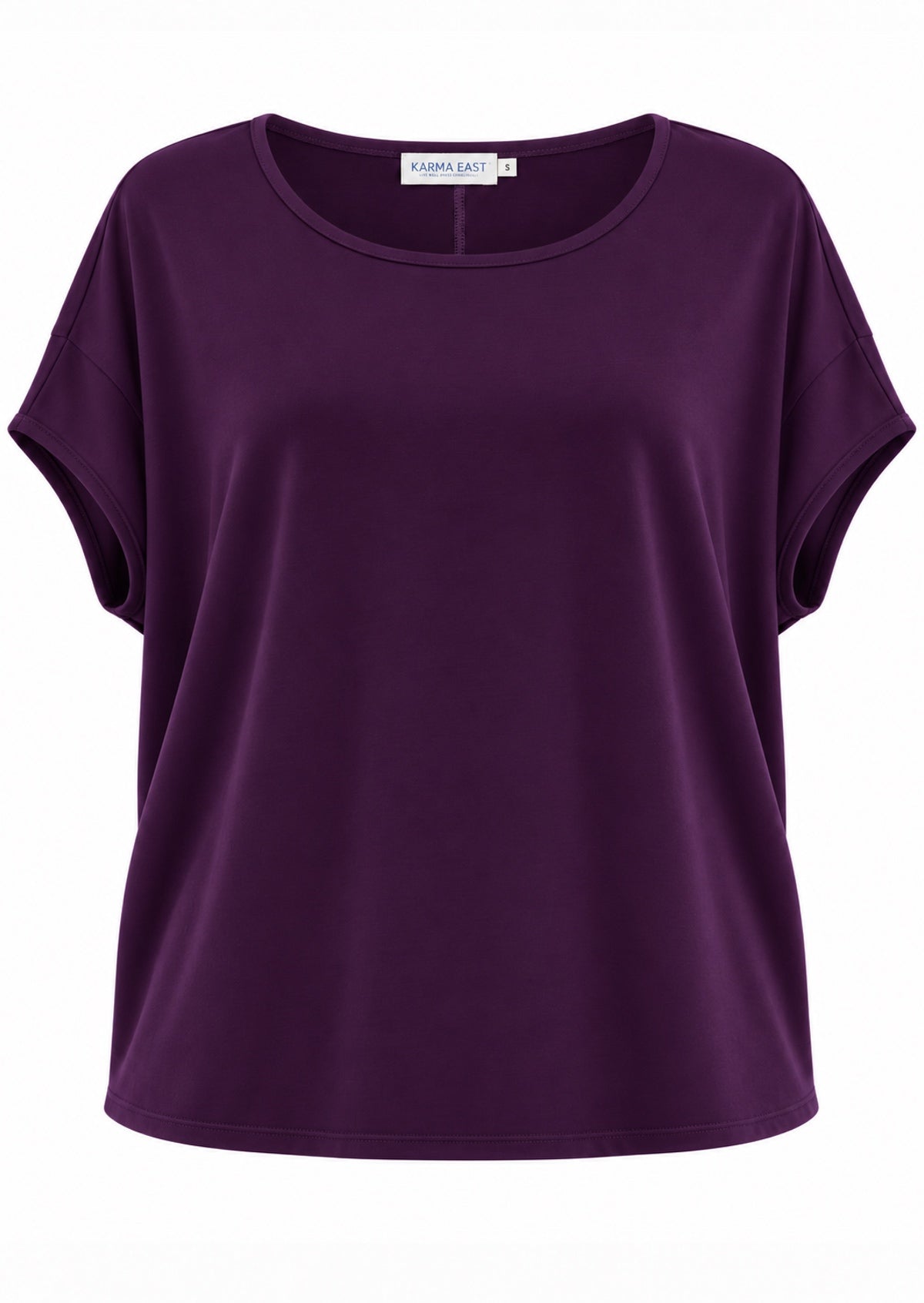 Relaxed fit stretch rayon batwing t-shirt dark purple