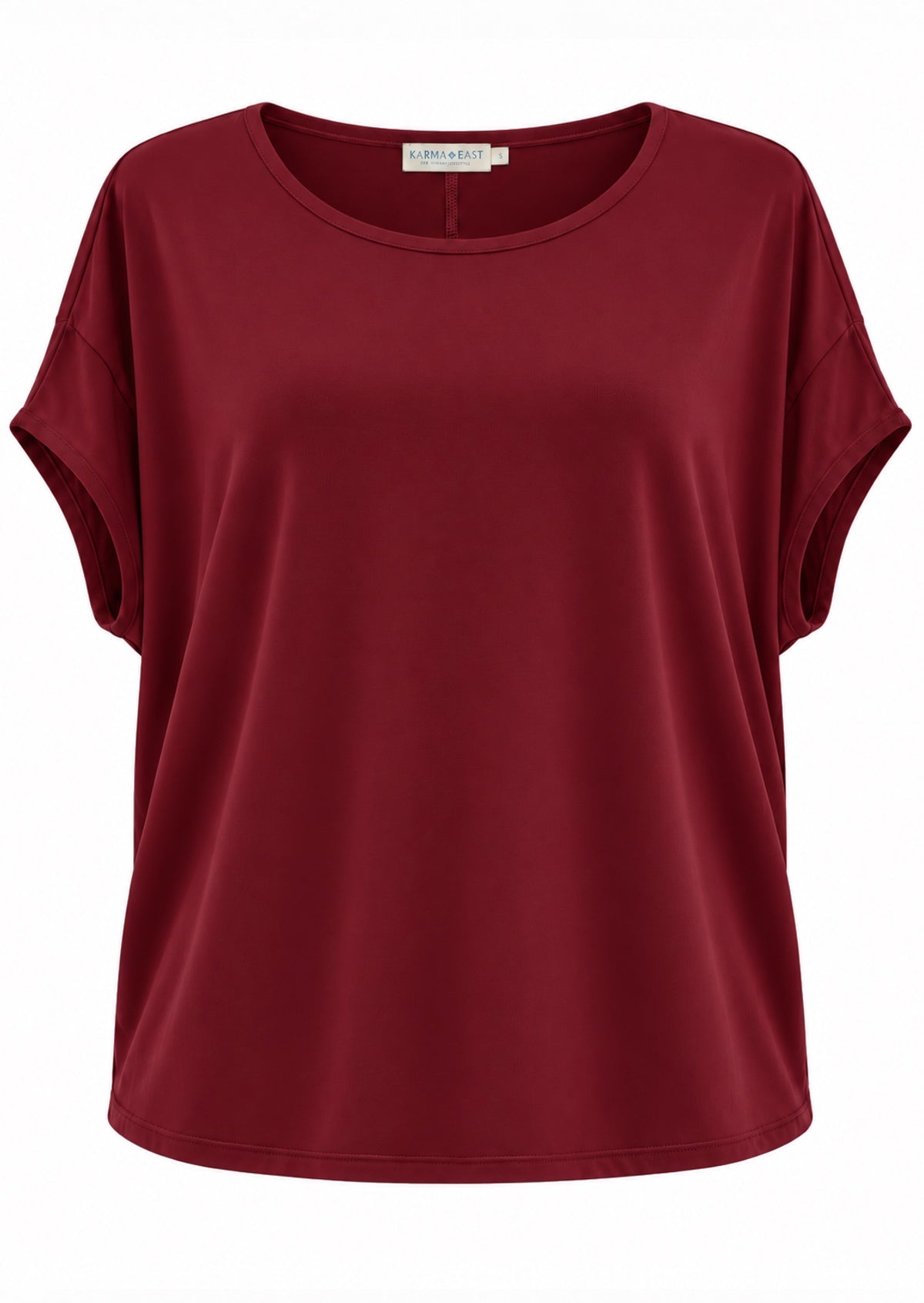Relaxed fit stretch rayon batwing t-shirt in maroon