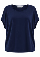 Relaxed fit stretch rayon batwing t-shirt navy blue