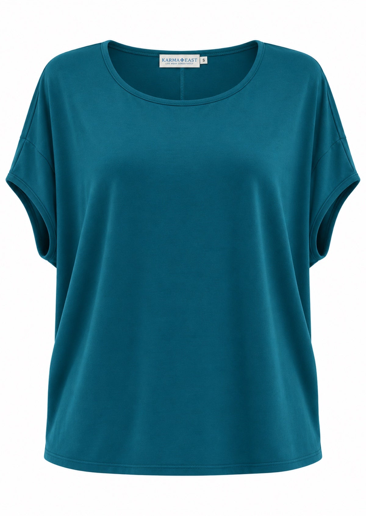 Relaxed fit stretch rayon batwing t-shirt in teal