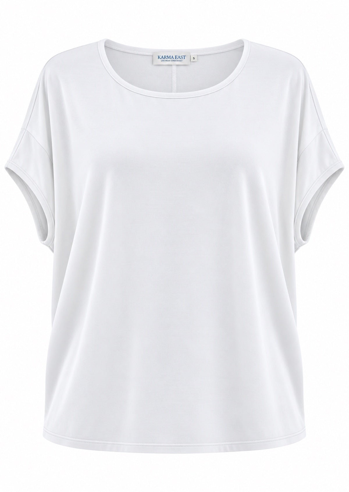 Relaxed fit stretch rayon batwing t-shirt in white