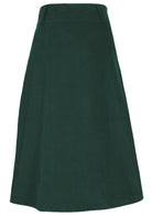 Green A-line midi length cotton corduroy skirt with belt loops