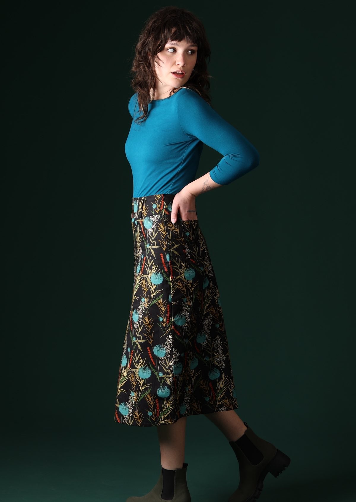 A line midi skirt cotton hotsell