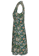 Billie dress Flannel Flower floral dress with dark green background 100 percent cotton retro style side view