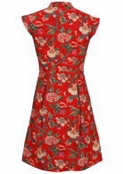 100% cotton beautiful retro floral dress with cap sleeves, side zipper and box pleats