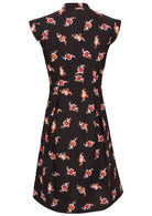 100% cotton beautiful retro floral dress with cap sleeves, side zipper and box pleats