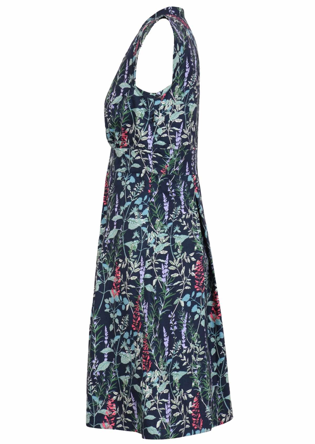 Cotton retro dress in floral print with side zip