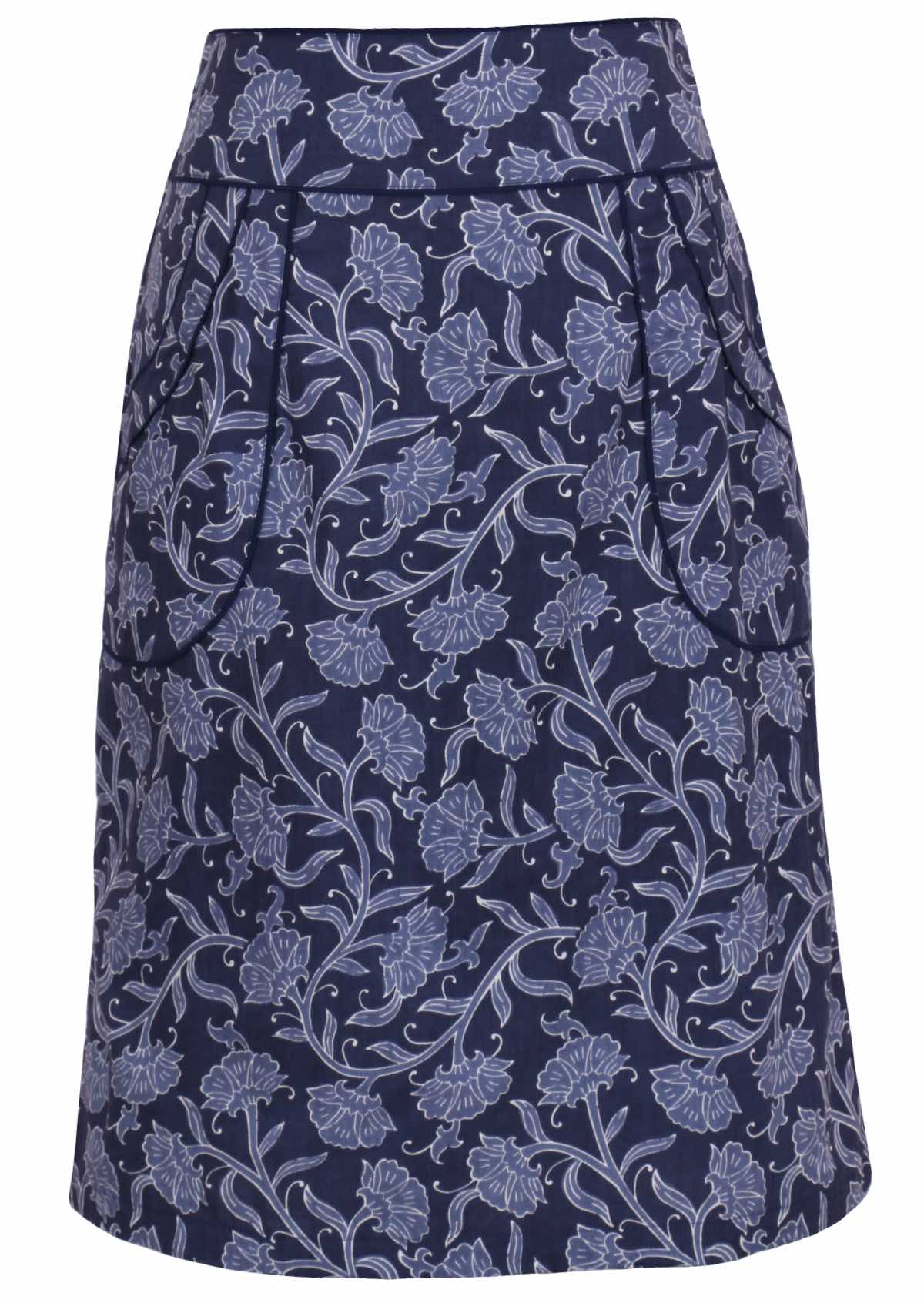 Bridgette skirt Neela navy blue cotton retro pencil skirt