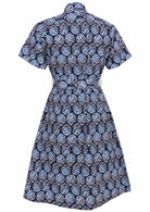 Button through cotton shirt dress with short sleeves, pockets and structured collar