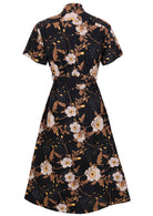 Button through cotton shirt dress with short sleeves, pockets and structured collar