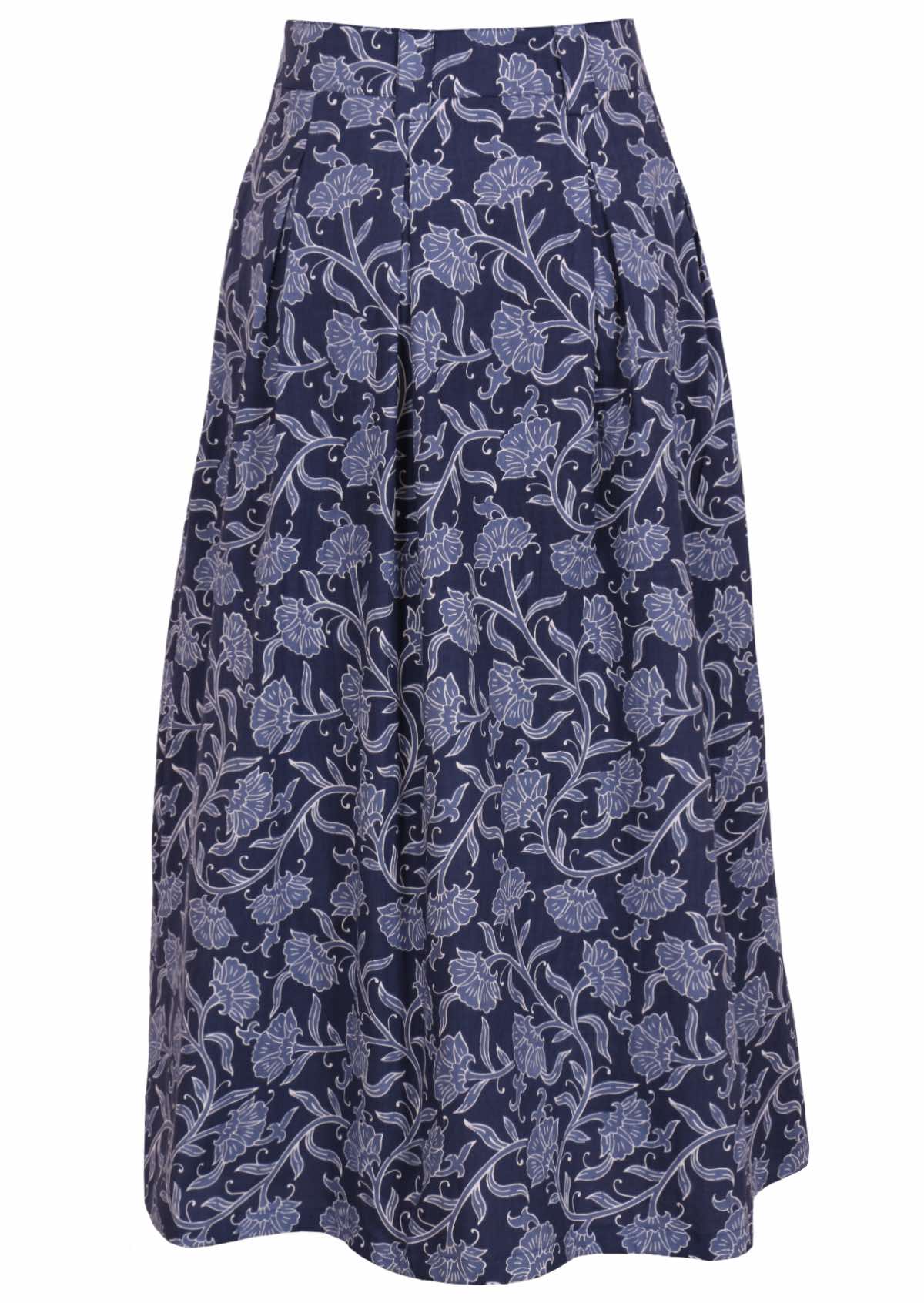 Cora Skirt Neela navy button down cotton maxi skirt with pockets back view