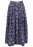 Cora Skirt Neela navy button down cotton maxi skirt with pockets