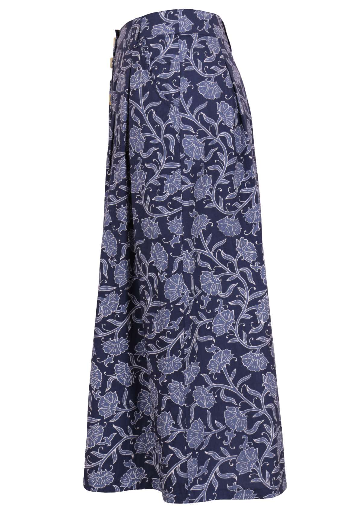 Cora Skirt Neela navy button down cotton maxi skirt with pockets side view