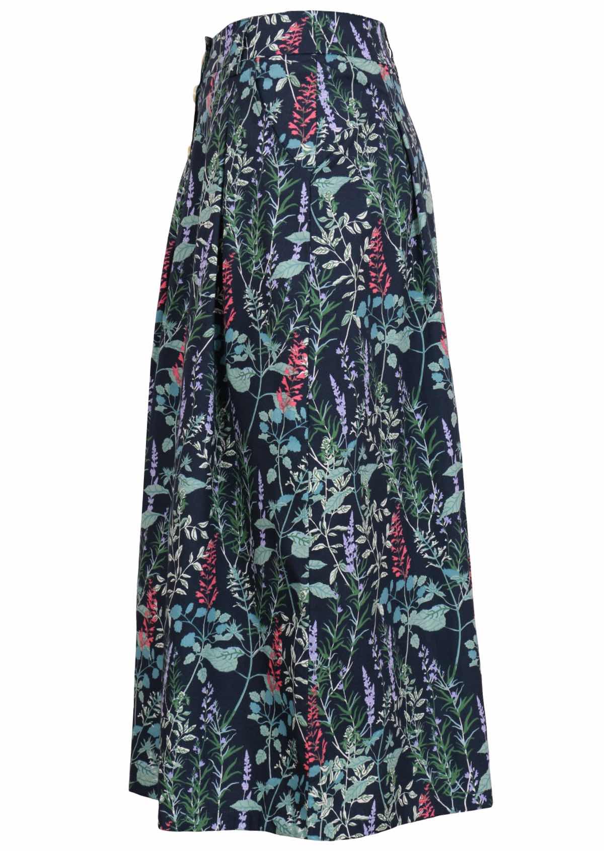 100% cotton floral print skirt with belt loops and pockets