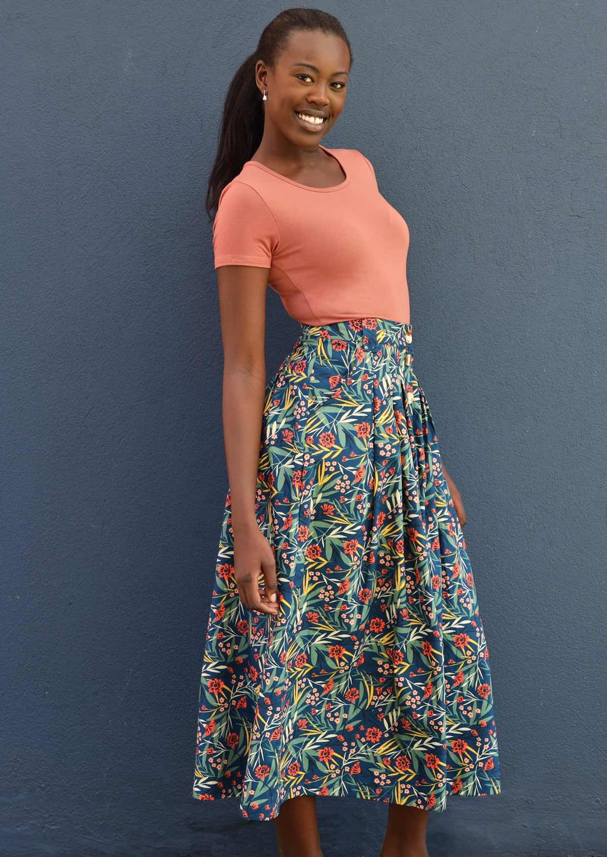 Floral midi outlet skirt a line