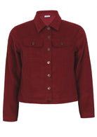 100% cotton corduroy jacket deep, luxurious, and intense red-purple hue