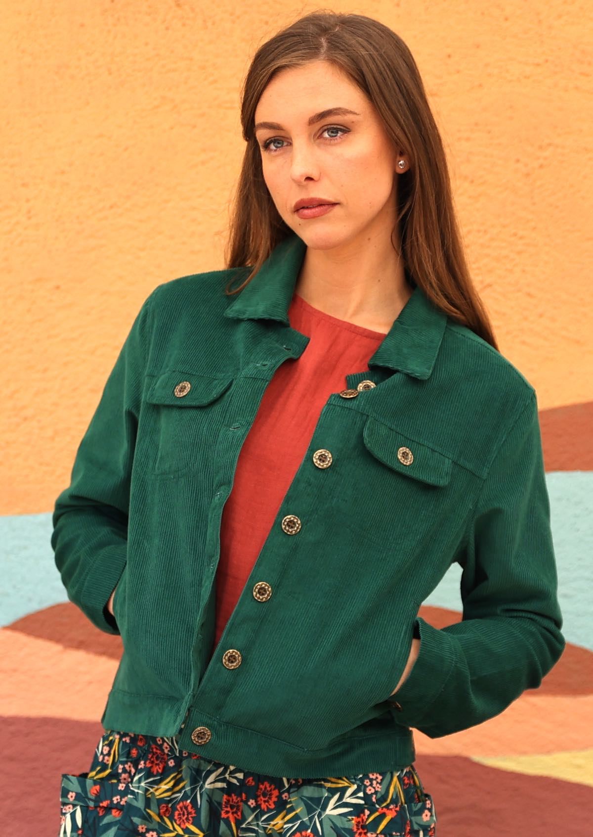 Cotton Corduroy Jacket Hunter Green Karma East Australia