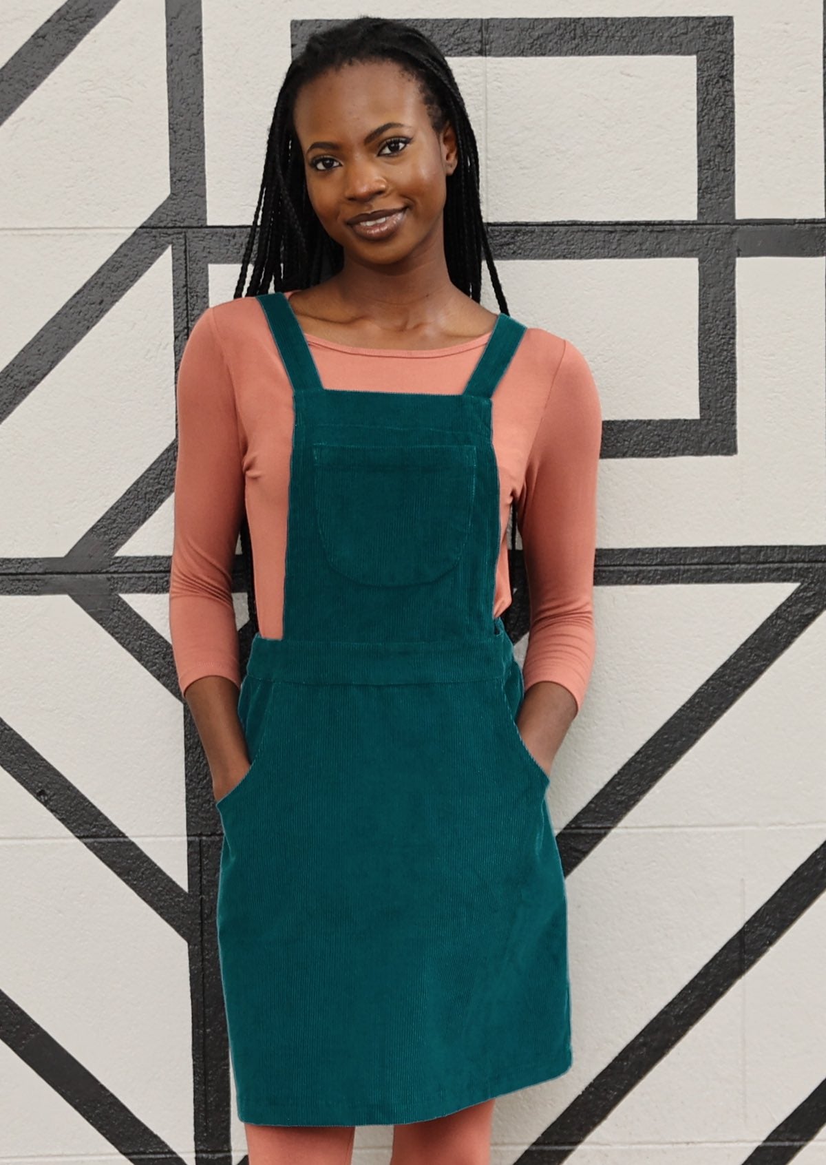 Cotton Corduroy Pinafore Deep Teal Karma East