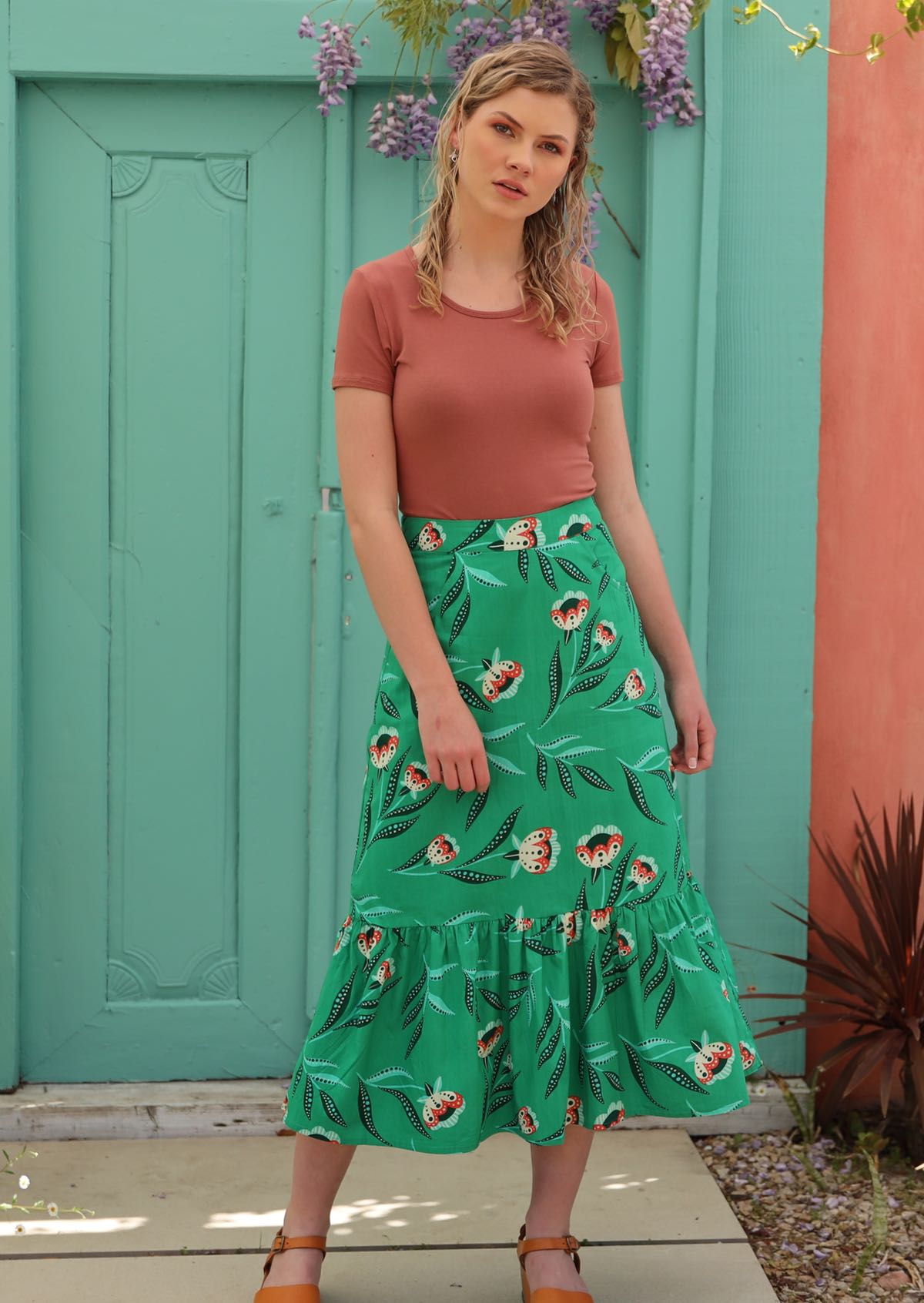 Green midi outlet skirt australia