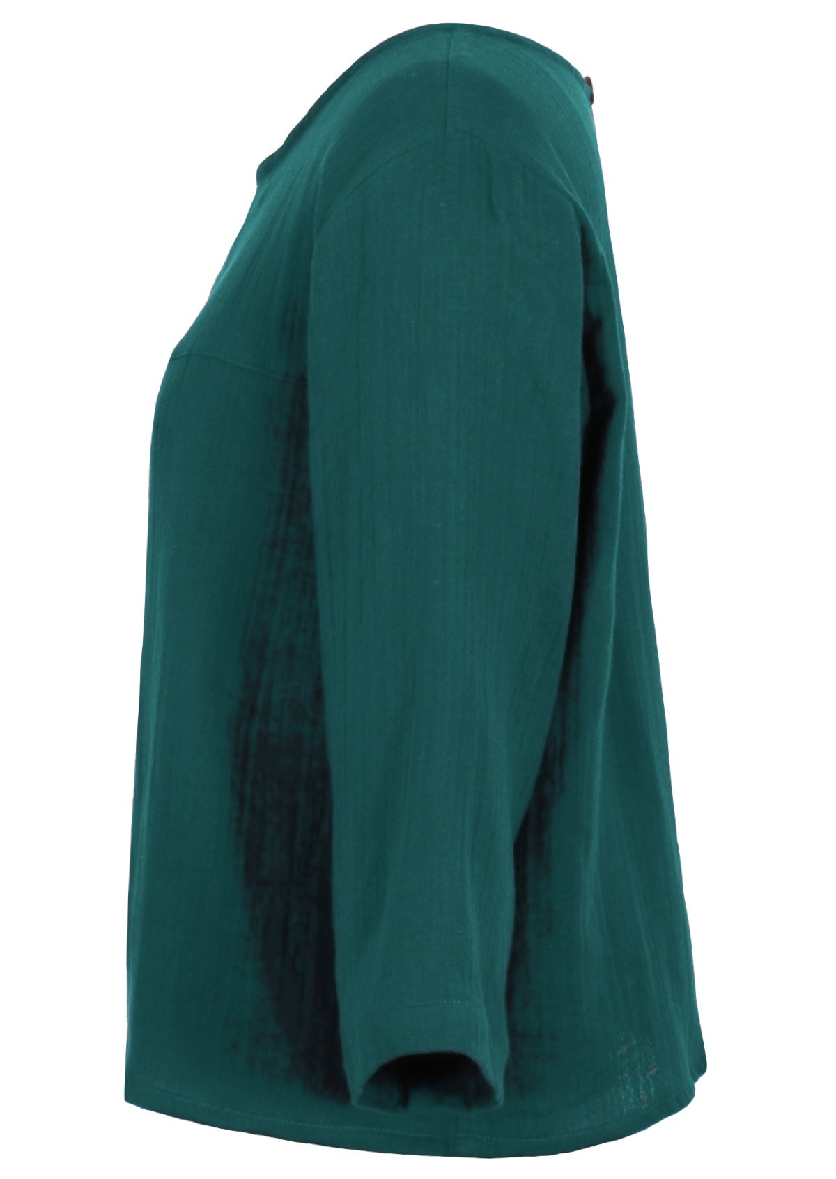Deep teal top made from two layers of lightweight cotton gauze