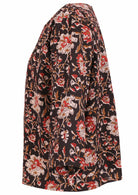 Relaxed fit cotton top with 3/4 sleeves and round neckline.