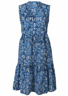 blue floral cotton midi dress