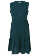 Ember Midi Dress Deep Teal in double cotton gauze