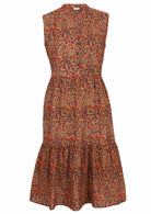 Ember Wild Spice print midi length sleeveless Indian cotton sundress