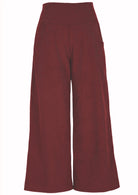 Front view of cotton corduroy wide leg pants with pockets