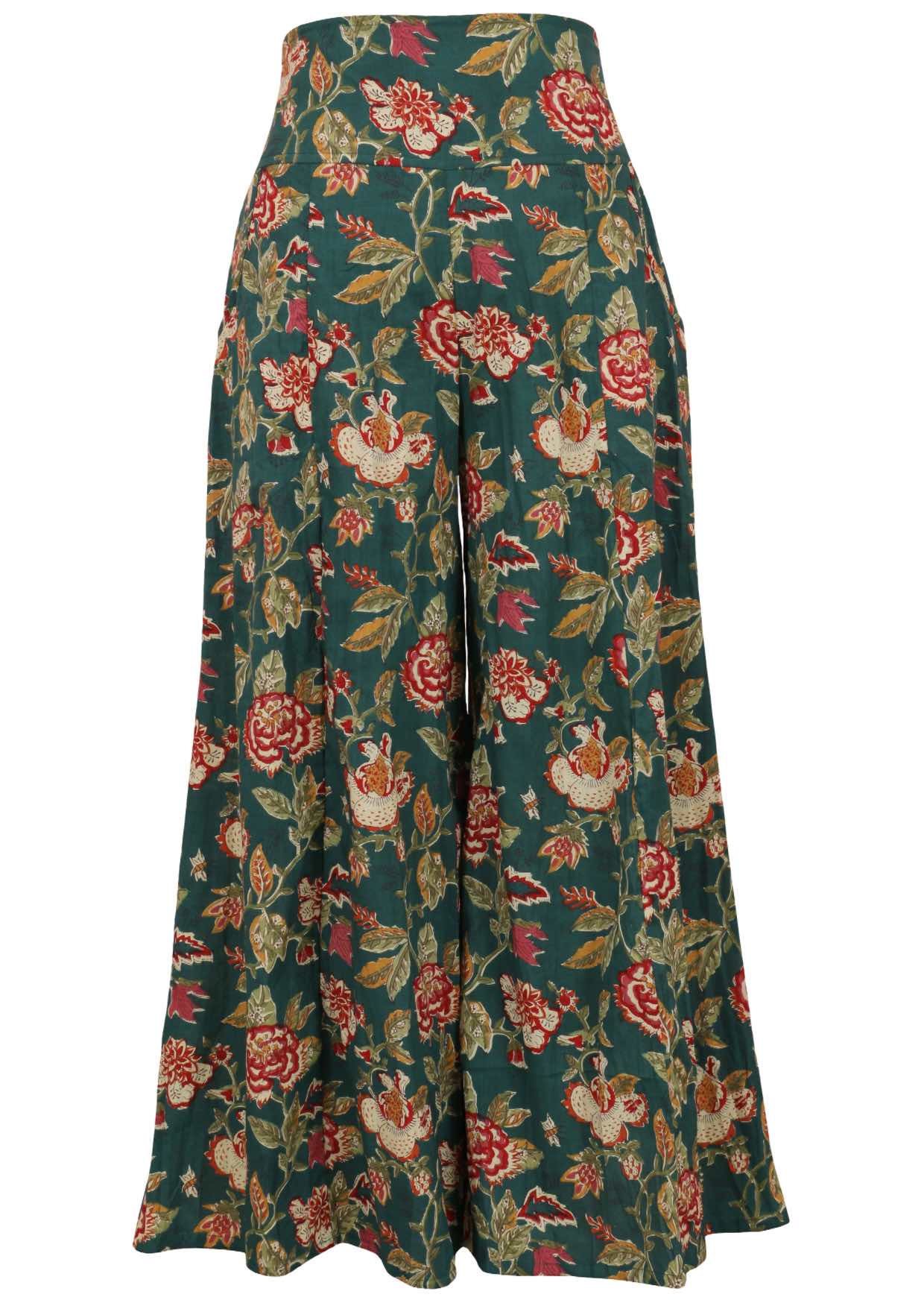 Front view of cotton wide-leg pants on a white background