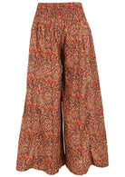 Rear view of Indian cotton wide-leg pants on a white background