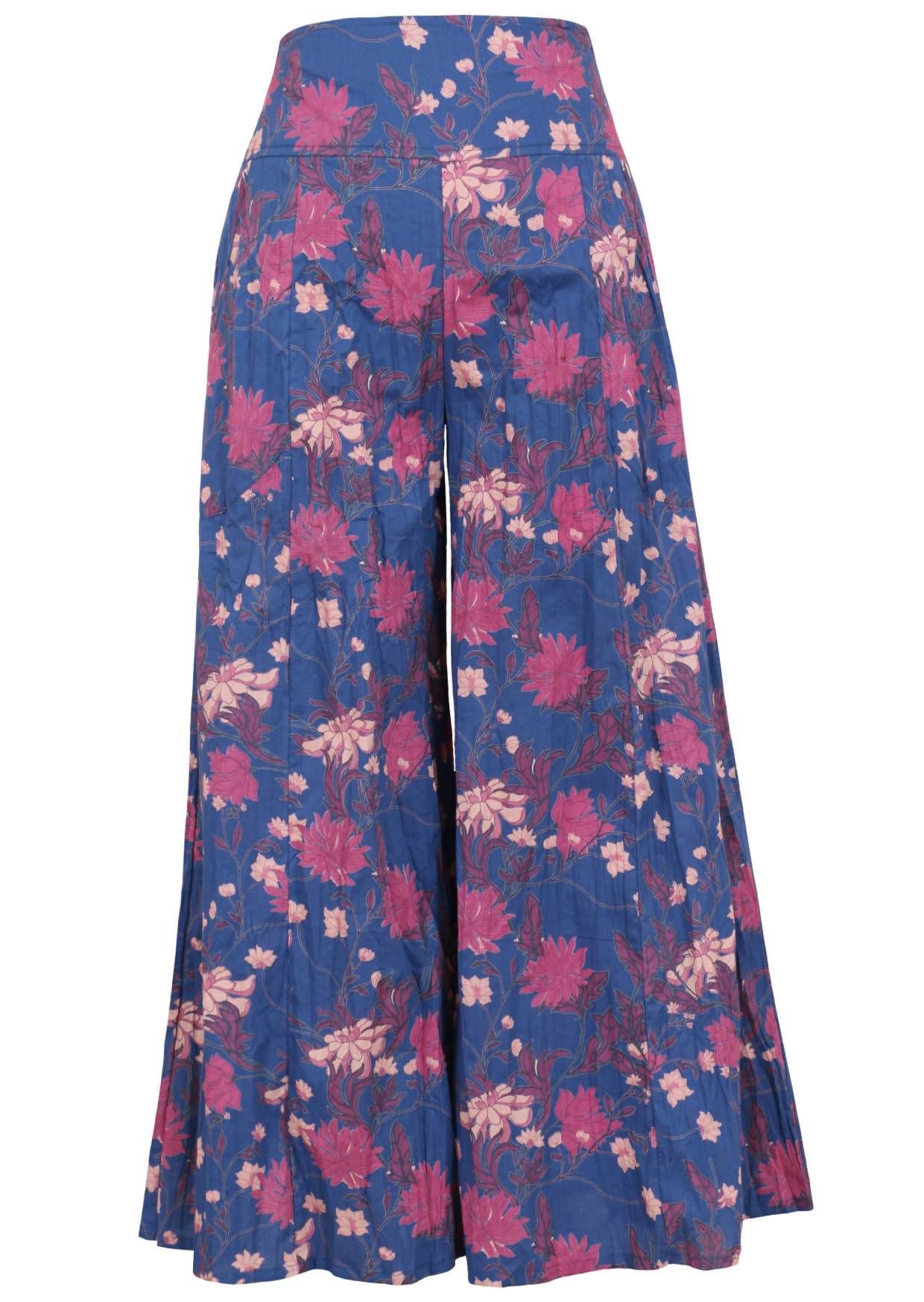 Front view of cotton wide-leg pants on a white background