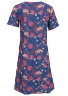 100% Cotton Blue Floral dress back view