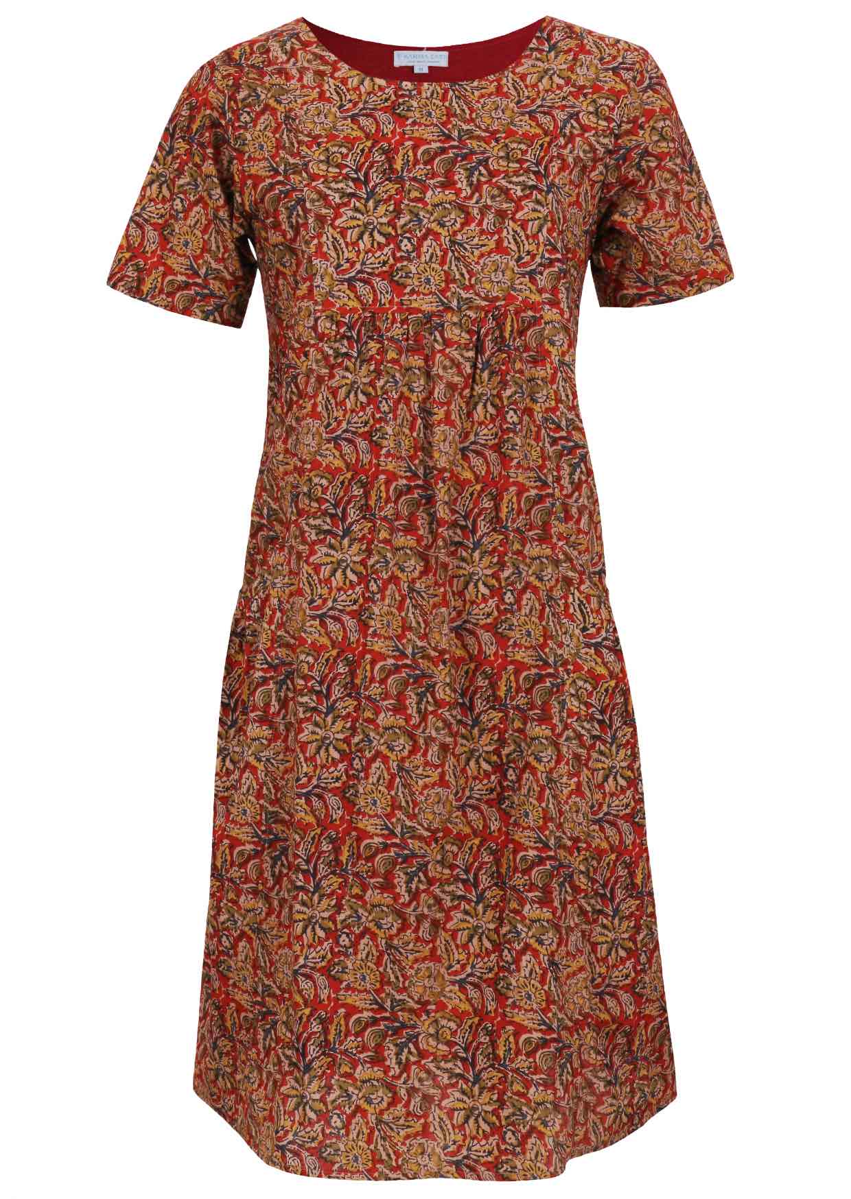 Floral patterned Indian Cotton dress on a white background