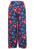 100% cotton boho style wide leg pants with high elasticated waist and pleated ankles