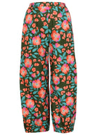 100% cotton boho style wide leg pants with high elasticated waist and pleated ankles