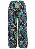 Colorful floral-patterned pants on a white background