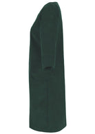 side view cotton cord women's 3/4 sleeve dress with pockets 
