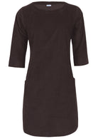 Chocolate brown cotton corduroy women's dress designed in Australia