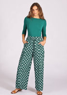 Wide leg cotton pants with high waistband and pockets