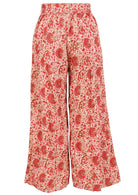 Cream based warm floral print cotton pant with elasticated back waistband.