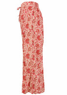 Cream based warm floral print, 100% cotton pant.