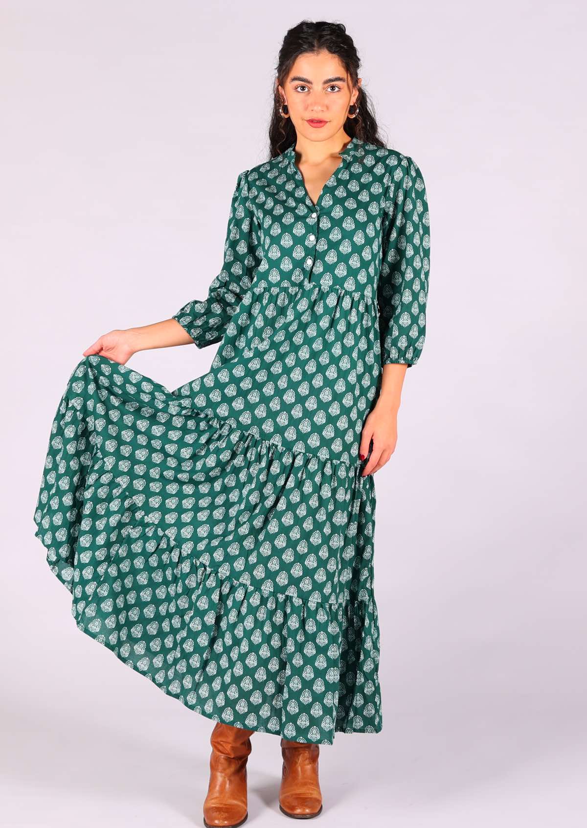 Live your boho dreams in this cotton tiered maxi dress, looks great belted too