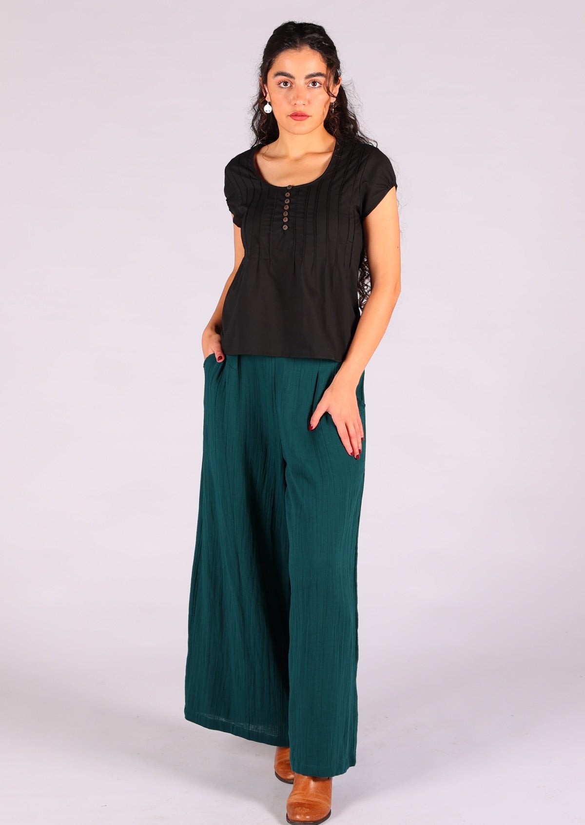 Wide Leg Pant Boho Deep Teal Karma East Australia