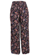 black and floral print 100 percent rayon womens palazzo pants back