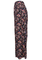 black and floral print 100 percent rayon womens palazzo pants side