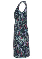 Floral print on dark teal base cotton dress