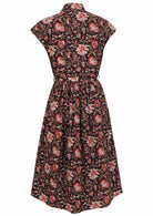 Black based traditional indian floral print cotton cap sleeves dress.